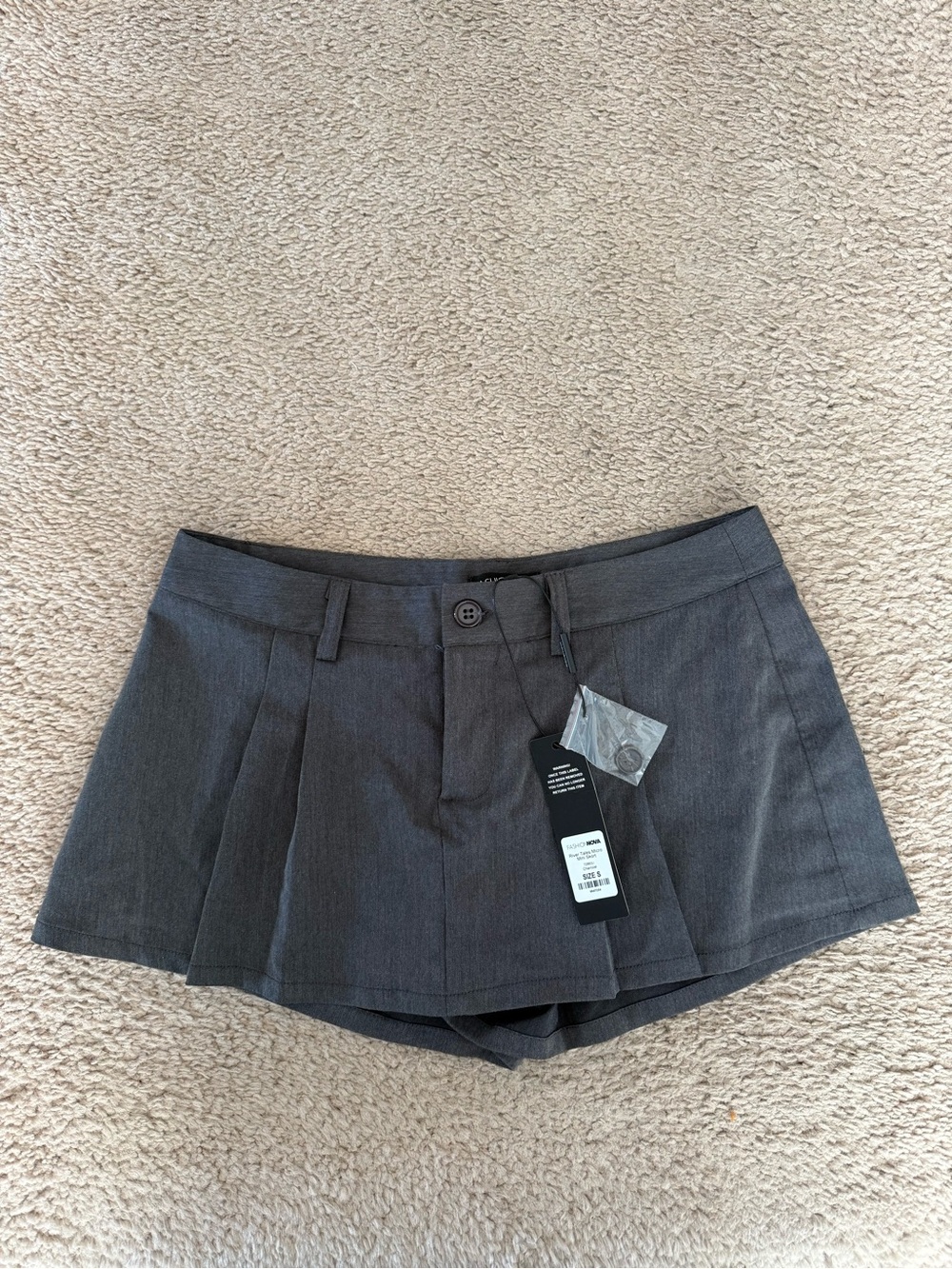 Fashion Nova Dark Gray Pleated Skort